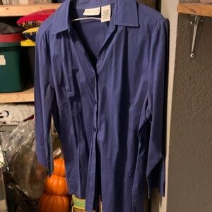 Womens  Deep Blue Casual Button Down Shirt